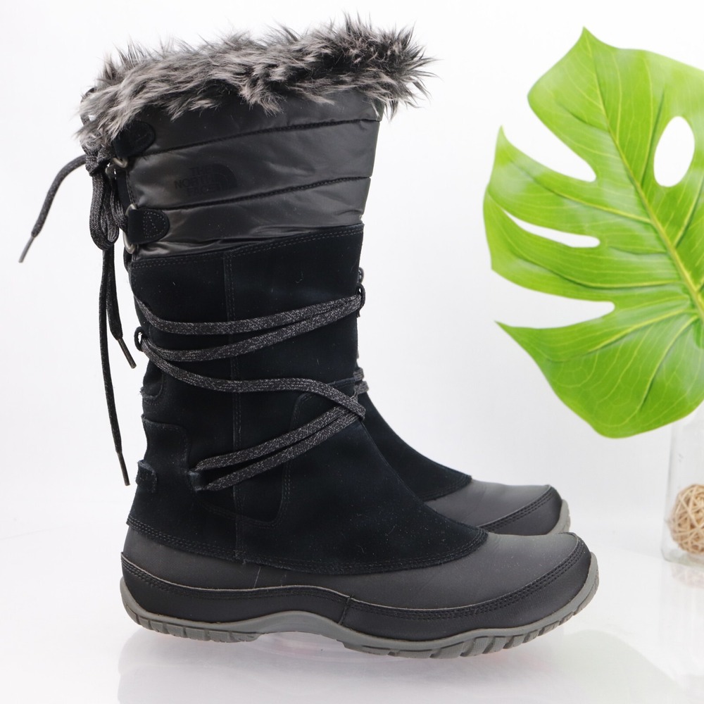 The North Face Womens Jozie Boots Size 9 Black Suede Waterproof Winter Snow Ice